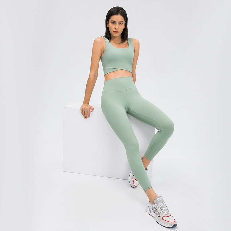 Fitstyle New  Nude Feel Yoga Pants Women High Waist Hip Lift Running Tight Stretch Exercise Workout Pants