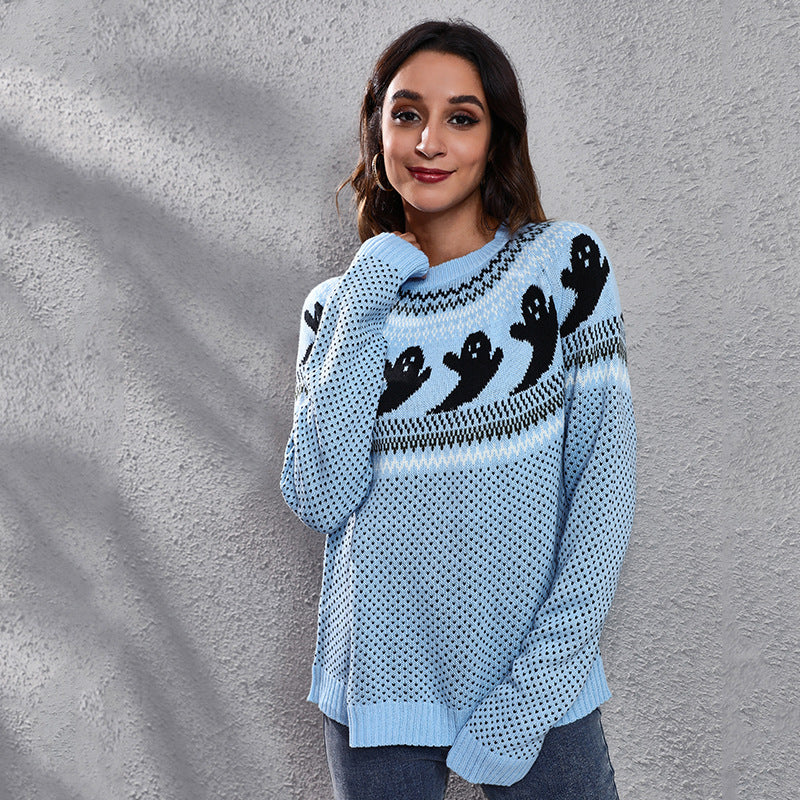 Halloween Ghost long sleeve knitted sweater women #Halloween Custume#