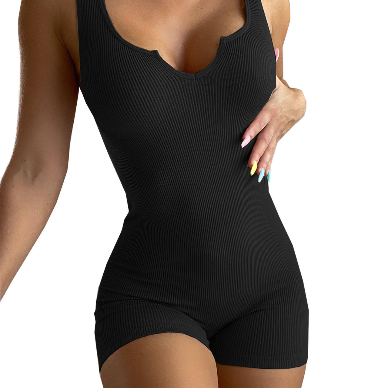 Sweet V-neck slim fit casual Jumpsuit