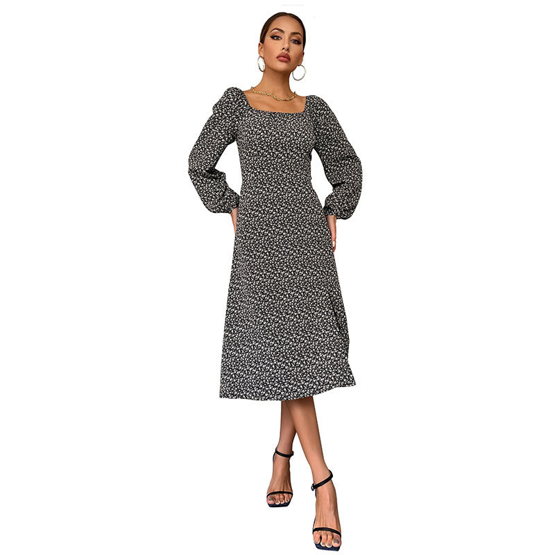 Square Neck Long sleeved dress