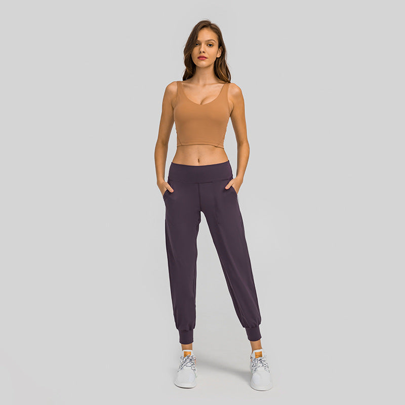 Fitstyle New Skin-Friendly Nude Feel Loose Straight Yoga Pants Women  Quick-Drying Ankle-Length Exercise Workout Pants