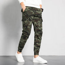 Load image into Gallery viewer, Men&#39;s overalls are fashionable and versatile. Large size washed camouflage multi bag casual pants
