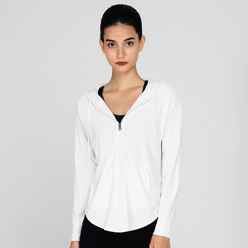 Long  Sun-Proof Workout Clothes Women Mesh Breathable Long-Sleeved Blouse Loose Leisure Sports Running Zipper Jacket