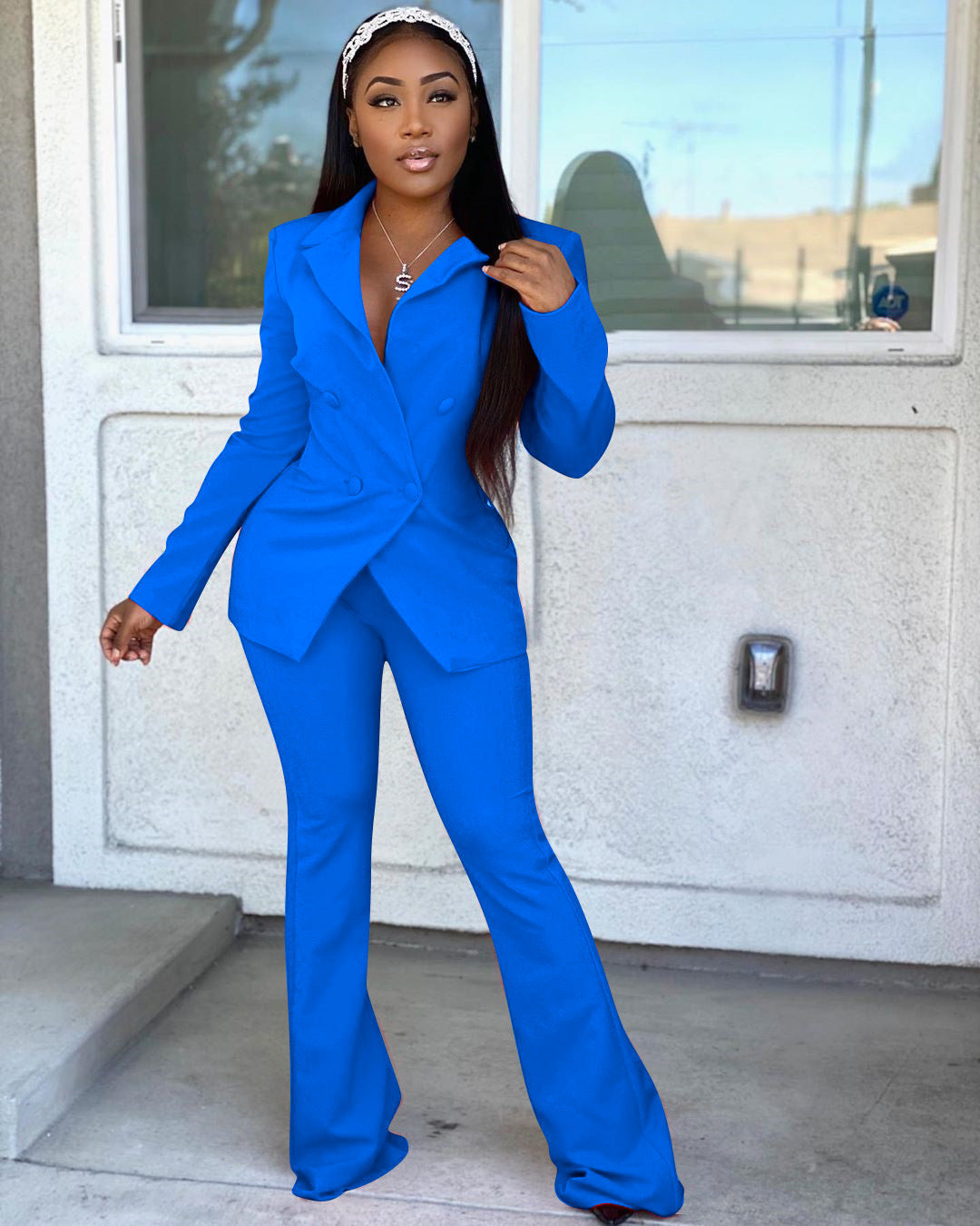 Fashion Office Lady Style Small Suit Solid Color Two-Piece Women Suit
