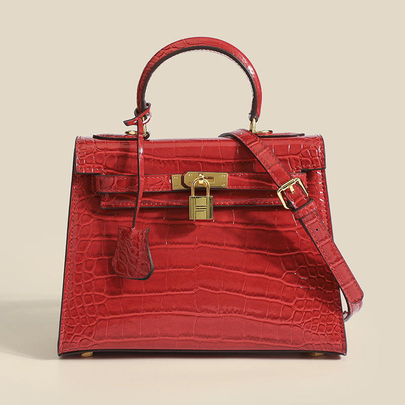 Traci K Collection Crocodile Pattern Kelly Bag European and American retro handbag stone pattern women's bag