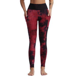 Fitstyle Hot Selling sports fitness women tie dyed yoga clothes jacquard side stitched Pocket Yoga Pants