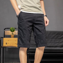 Load image into Gallery viewer, Shorts: Men&#39;s trend: versatile, washed, solid color, splicing, work wear, casual pants, loose, straight tube, movable pants

