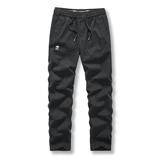 Men's washed solid color straight tube long cargo pants