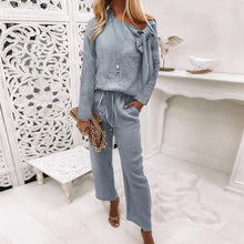 Load image into Gallery viewer, Autumn New  Hot Loose Casual Lace up Knotted Long Sleeve Trousers Suit Women
