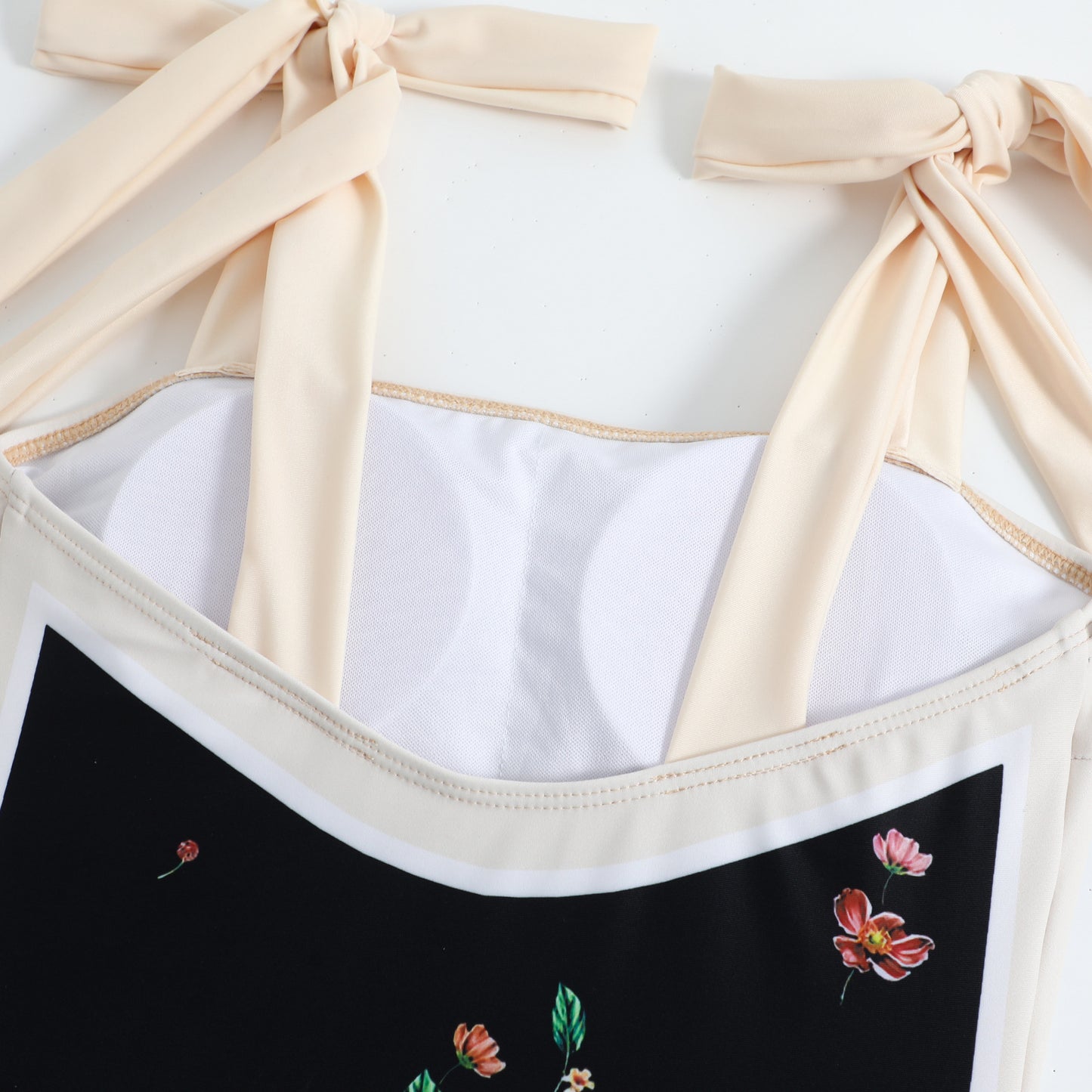 Floral black swimwear suit