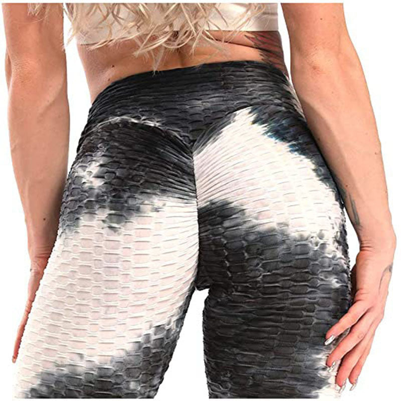 Hot Tie-Dye Yoga Pants Women＇s Peach Hip Bubble Yoga Pants Quick-Drying Printing Fitness Pants
