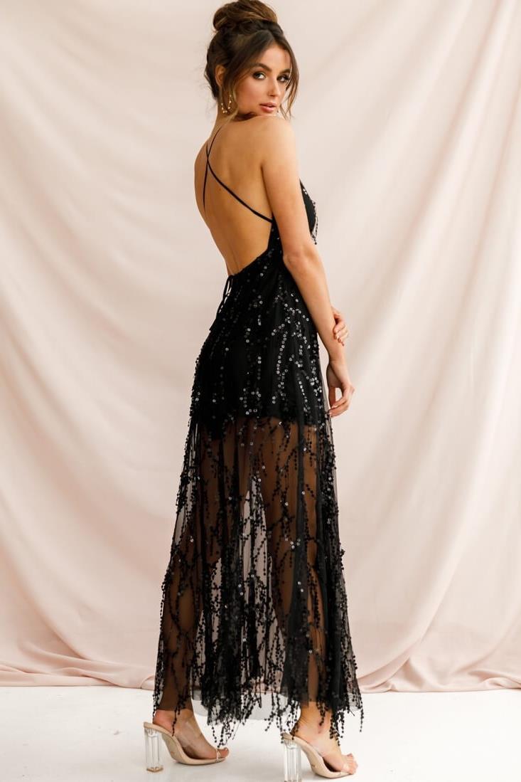 Casual Slim Fit V Neck Hanging Neck Dress