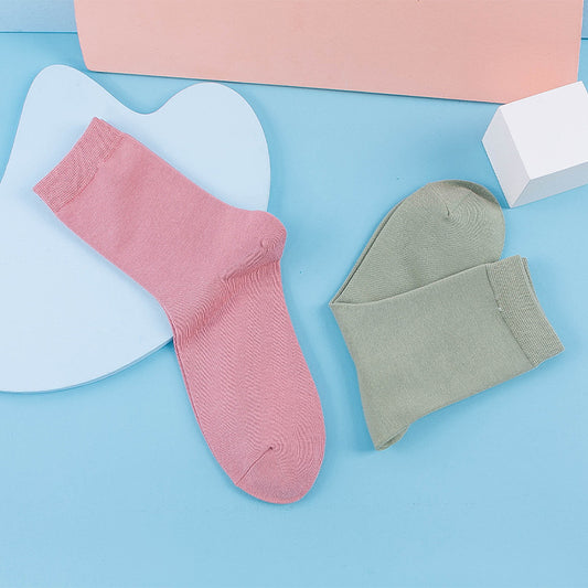 Fitstyle New Mid-Calf Socks Women Casual Anti-Pilling Pure Cotton Socks  High Elastic Waist