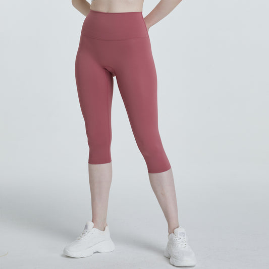 Fitstyle New  Yoga Pants Fitness Sports Running Tight Nude Feel Stretch Tight No Embarrassment Cropped Pants