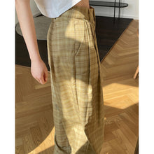 Load image into Gallery viewer, Spring and summer new European and American retro trendy grille high waist wide pants loose vertical cool radish trousers trousers women
