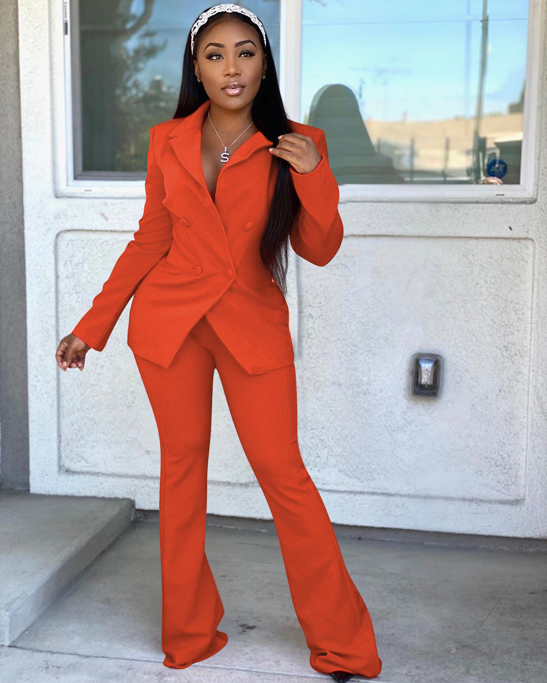 Fashion Office Lady Style Small Suit Solid Color Two-Piece Women Suit