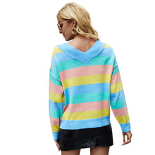 Load image into Gallery viewer, Contrast Color V-neck Pullover Sweater
