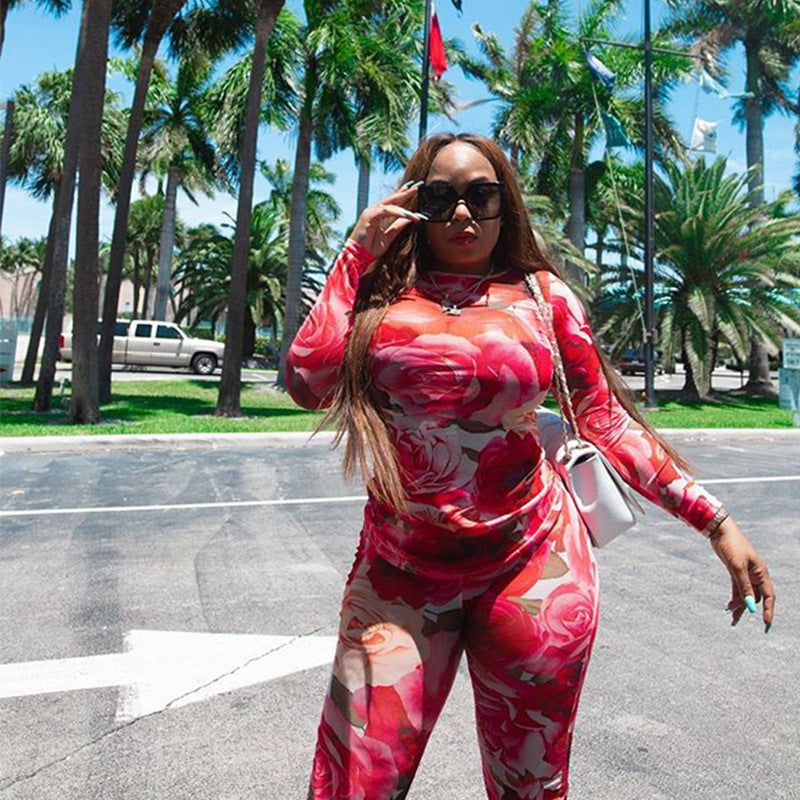 Fitstyle  ( as seen worn by Some Celebrities) New Long-Sleeved Printed Top Hip Lift Leggings Suit Yoga Clothes