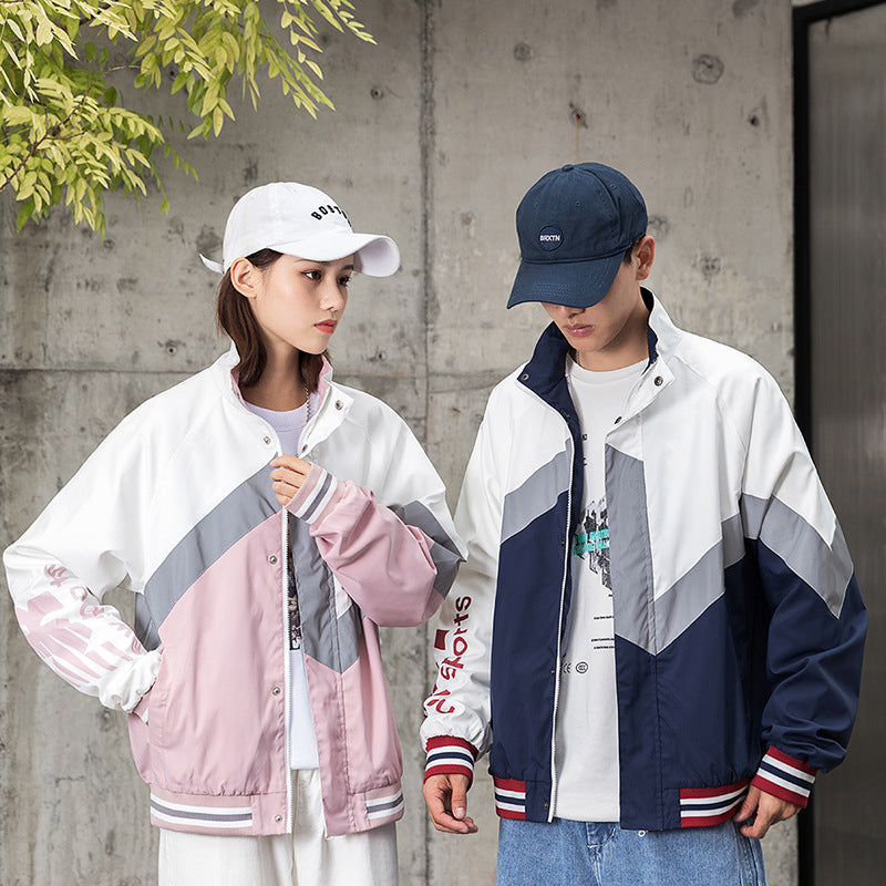 Men and Women's Sports Jacket Reflective Night Visual Leader Ball Service Student Loose Casual Coat Men