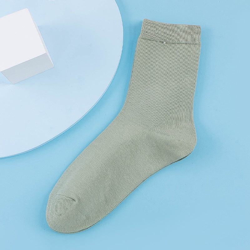Fitstyle New Mid-Calf Socks Women Casual Anti-Pilling Pure Cotton Socks  High Elastic Waist