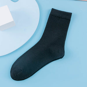 Fitstyle New Mid-Calf Socks Women Casual Anti-Pilling Pure Cotton Socks  High Elastic Waist