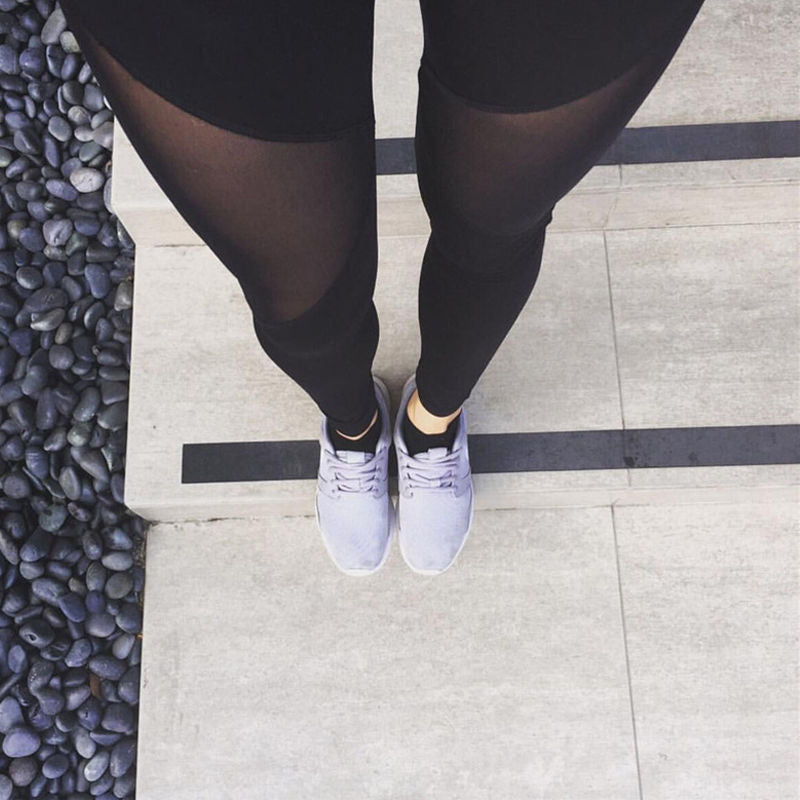 Fitstyle  pants thigh left triangular right trapezoidal mesh slim Yoga Pants