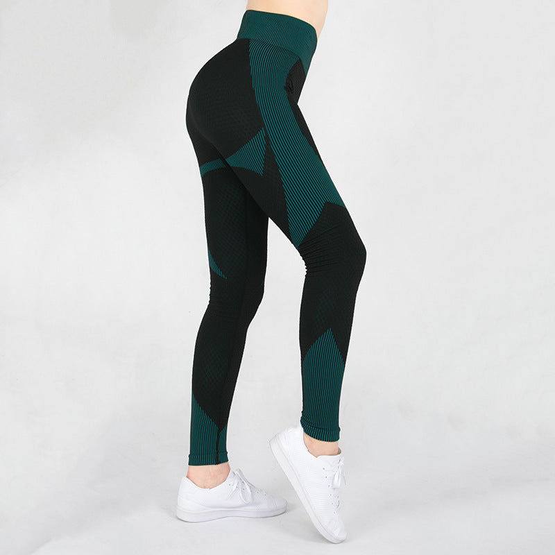 Sports tights  hip lifting stripe high elastic seamless Yoga Pants women's sports Pao yoga clothes pants