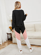 Load image into Gallery viewer, Chevron Color Block Sweatshirt and Joggers Set
