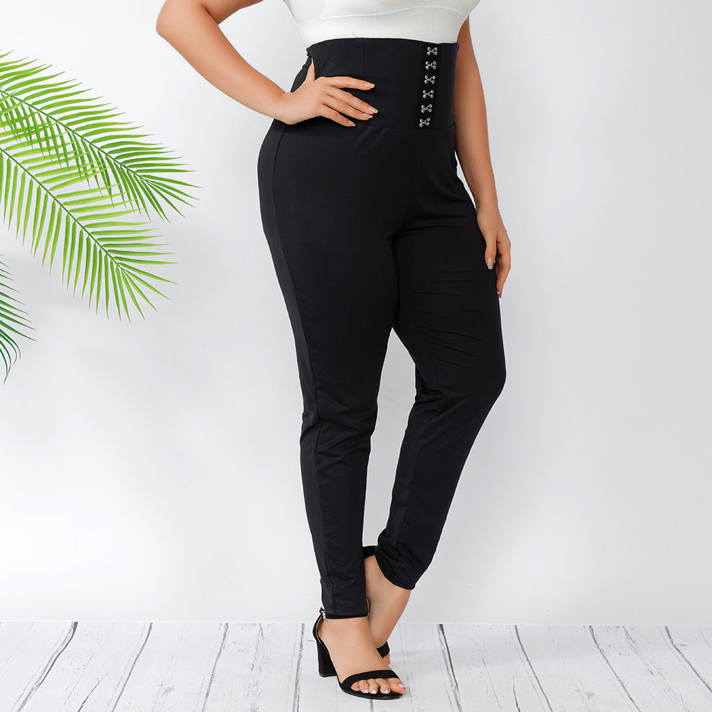 Large Size Women Wear for Hooks Outer Wear Bottoming Tights  High Waist Slimming Ol Commuter plus Size Pants