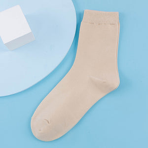 Fitstyle New Mid-Calf Socks Women Casual Anti-Pilling Pure Cotton Socks  High Elastic Waist