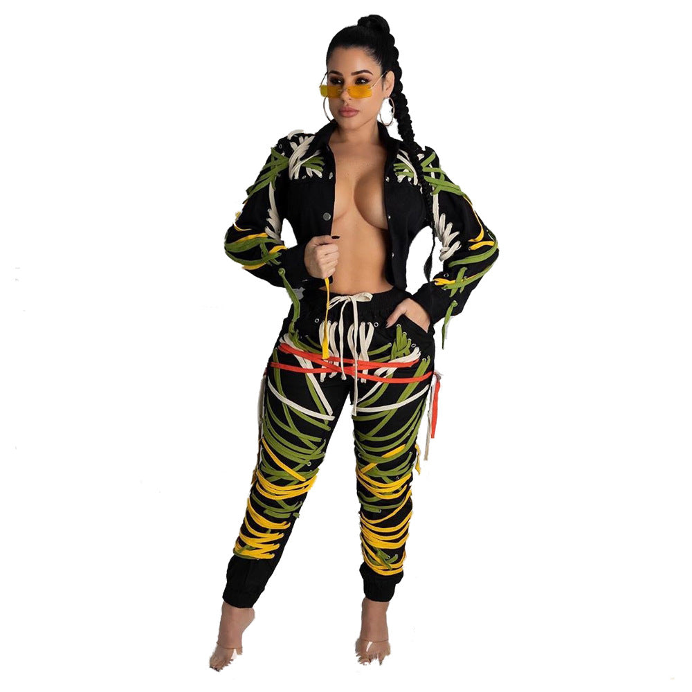 Fashion Women Wear Trend Dark Ribbon Trousers Non-Printing Recommended