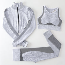 Load image into Gallery viewer, Fitstyle Zipper Yoga Clothes &amp; Warm Up Three Pieces Set
