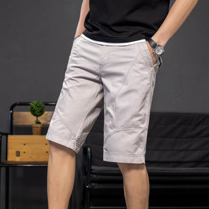 Shorts: Men's trend: versatile, washed, solid color, splicing, work wear, casual pants, loose, straight tube, movable pants