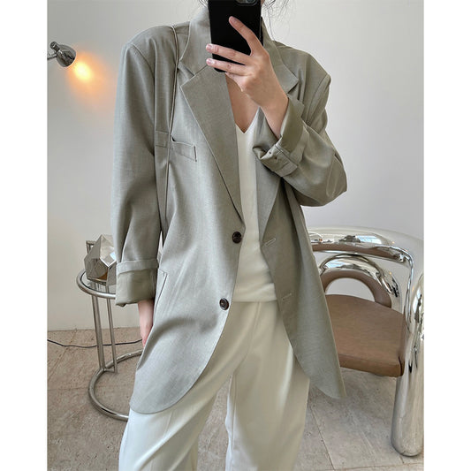 Spring new European and American trendyborn main wind wide shoulders in suits, loose thin thin, casual jacket