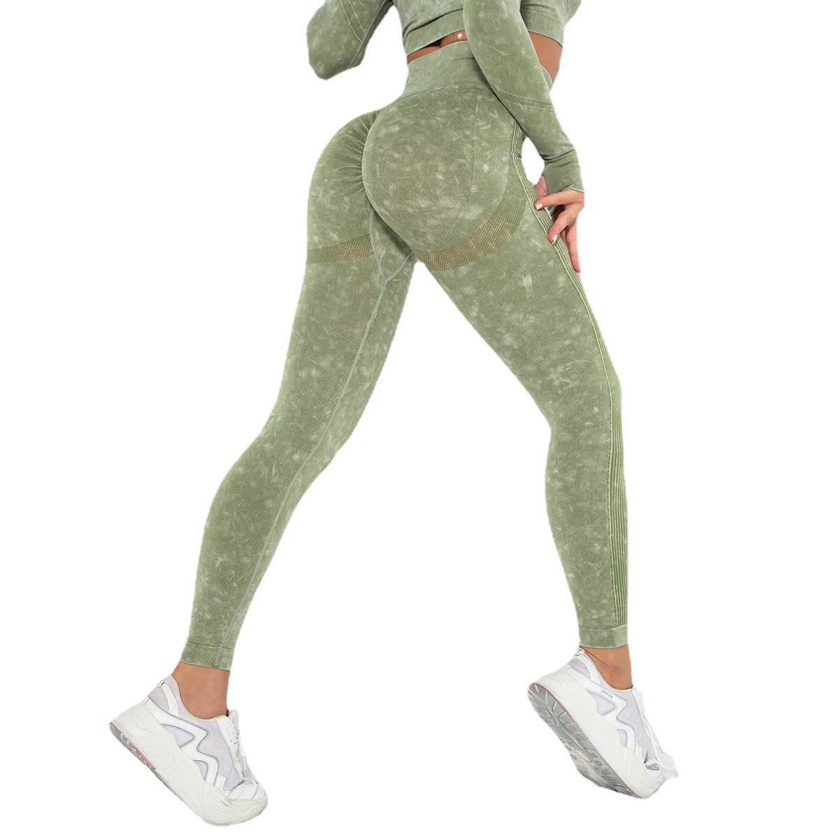 Fitstyle Seamless Washed Moisture-Absorbing Sexy Peach Hip Wicking Yoga Pants Exercise Workout Pants Leggings