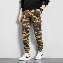 Load image into Gallery viewer, Men&#39;s overalls are fashionable and versatile. Large size washed camouflage multi bag casual pants
