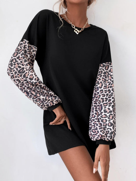 Casual Round Neck Long Sleeve Dress