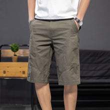 Load image into Gallery viewer, Shorts: Men&#39;s trend: versatile, washed, solid color, splicing, work wear, casual pants, loose, straight tube, movable pants
