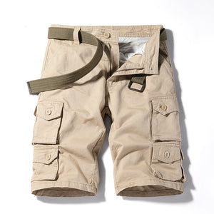 Shorts: Men's simple, classic, versatile, washed, Multi Pocket casual overalls, six point sports men's pants