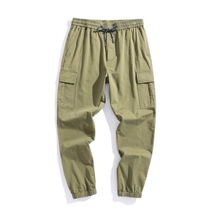 Casual pants: Men's new work clothes trend: solid color Multi Pocket legged work clothes pants