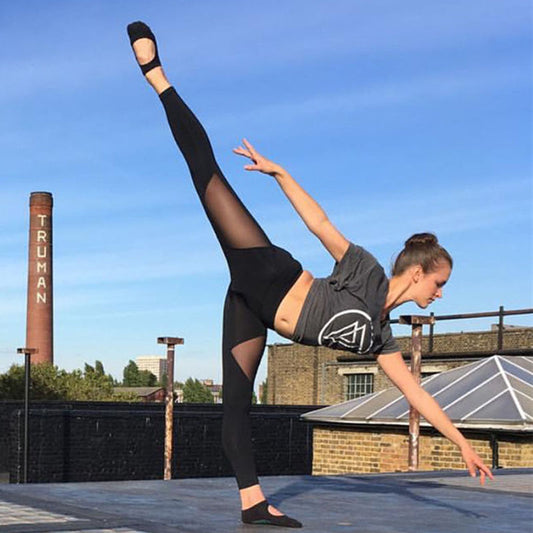 Fitstyle  pants thigh left triangular right trapezoidal mesh slim Yoga Pants