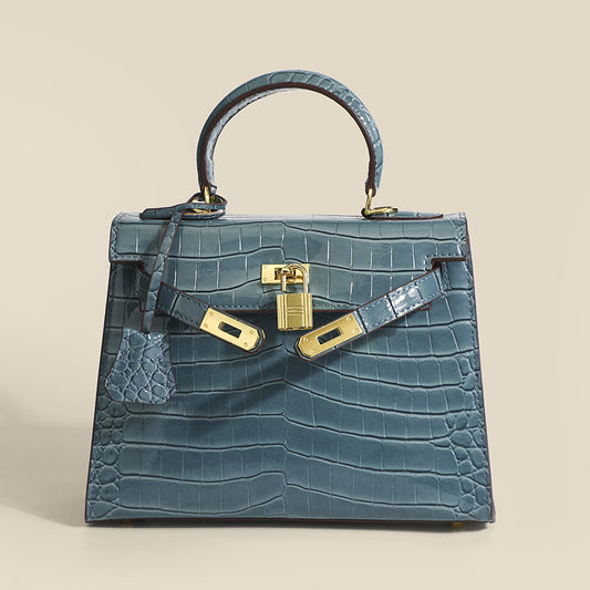 Traci K Collection Crocodile Pattern Kelly Bag European and American retro handbag stone pattern women's bag