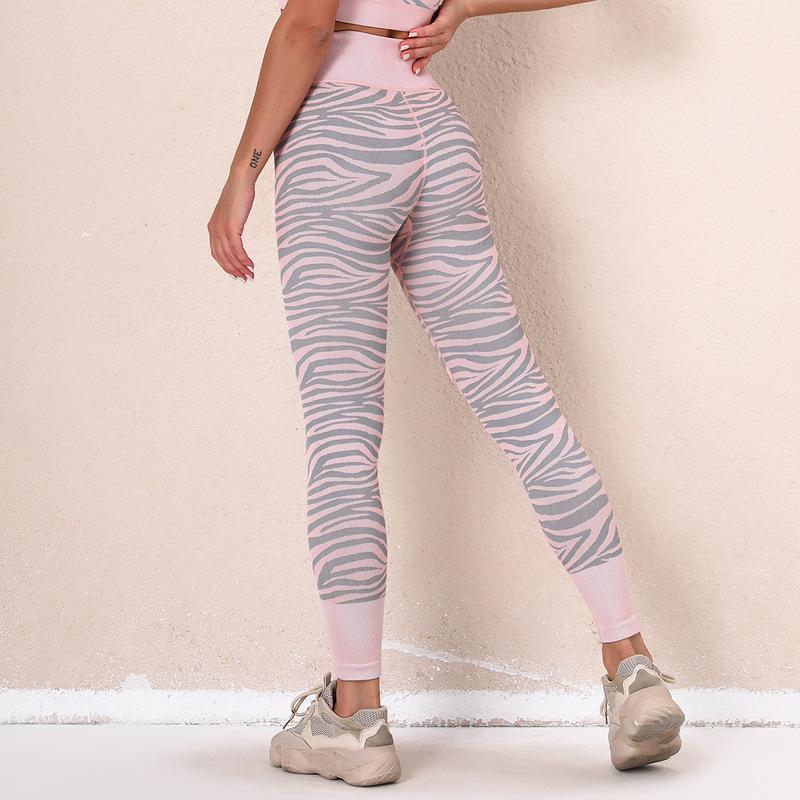 Seamless Striped  Yoga Pants Sportswear Running Fitness Pants Women  High Waist Tight Trousers