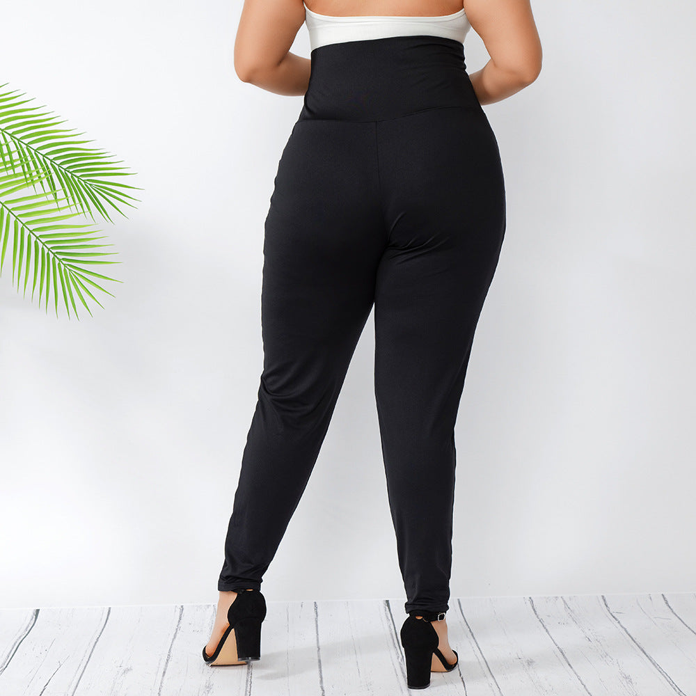 Large Size Women Wear for Hooks Outer Wear Bottoming Tights  High Waist Slimming Ol Commuter plus Size Pants