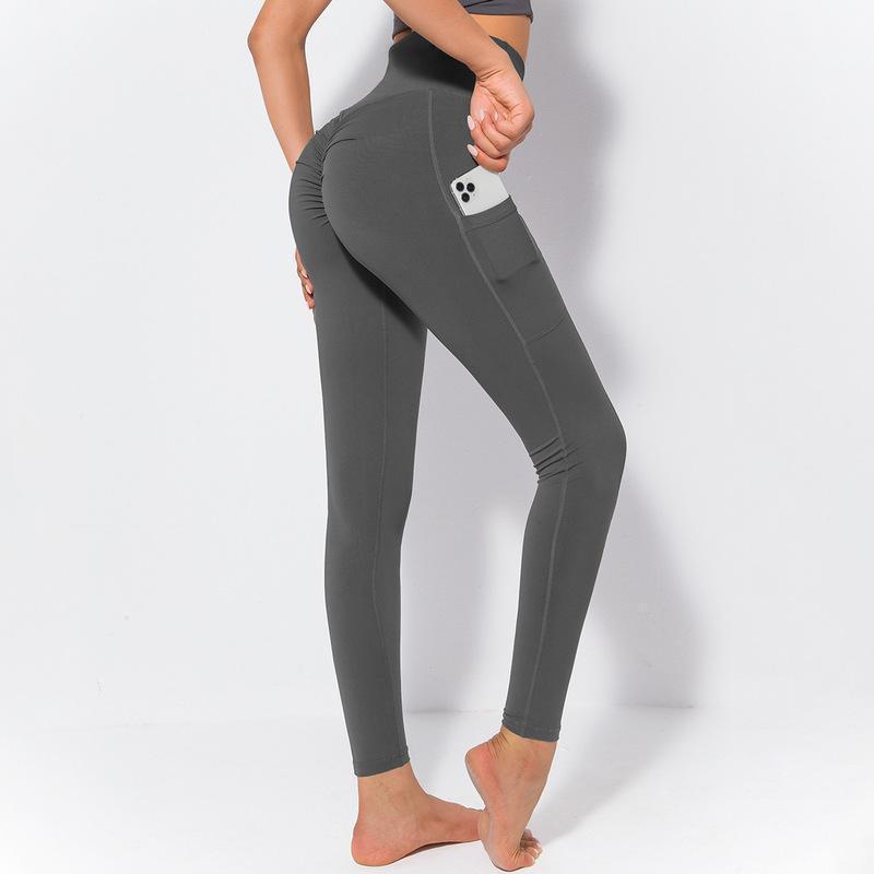 Fitstyle  New Yoga  Pants Women  Side Pocket Shaping and Hip Lifting Skinny Stretchy Slimming Outerwear Leggings