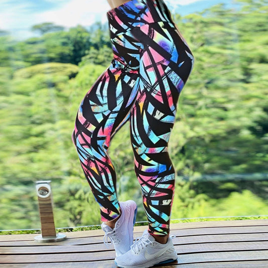 Fitstyle Print Yoga Pants Women High Waist Hip Lift Exercise Workout Pants Hip Slimming Moisture Wicking Leggings Women