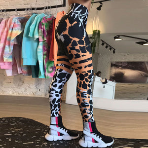 Fitstyle Yoga Clothes New Stretch Tight High Waist Hip Lifting Sport Fitness Pants Women Leopard Print Print Yoga Pants