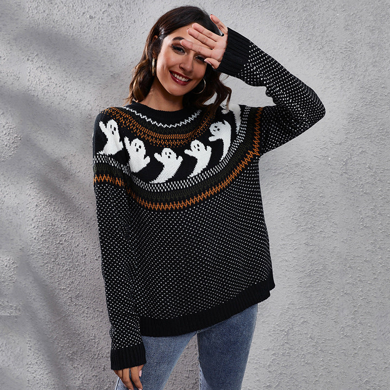 Halloween Ghost long sleeve knitted sweater women #Halloween Custume#