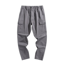 Load image into Gallery viewer, Multi Pocket overalls pants men&#39;s new Korean version pure color thin drawstring elastic waist casual pants
