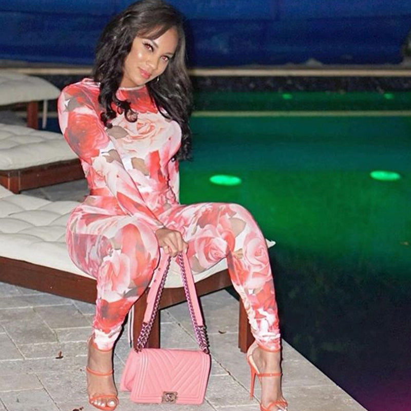 Fitstyle  ( as seen worn by Some Celebrities) New Long-Sleeved Printed Top Hip Lift Leggings Suit Yoga Clothes